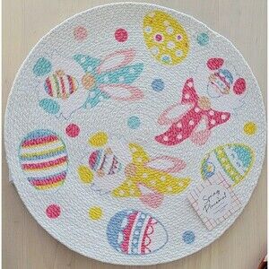 Homeware Easter Eggs Gnome Bunny Cotton Round Placemat Set of 4 NEW